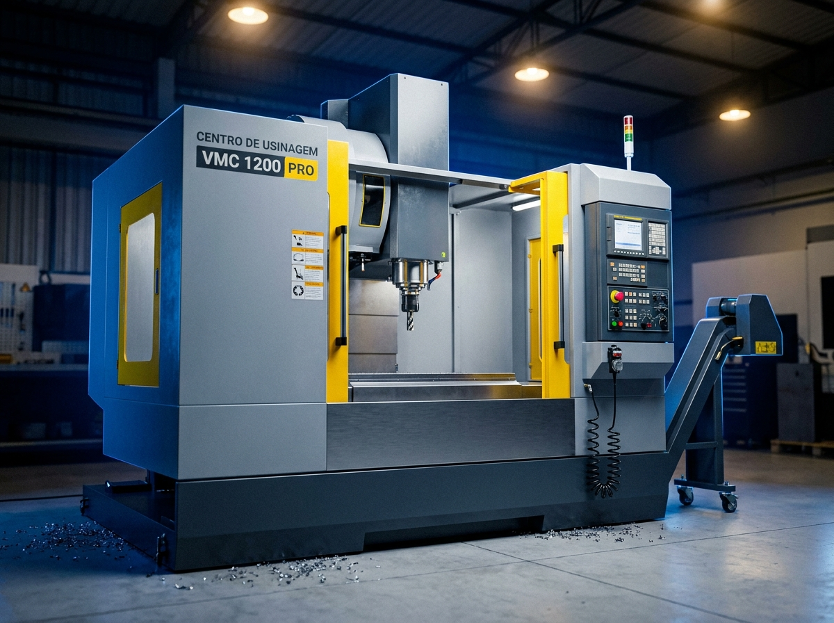 Centro de usinagem CNC em oficina industrial